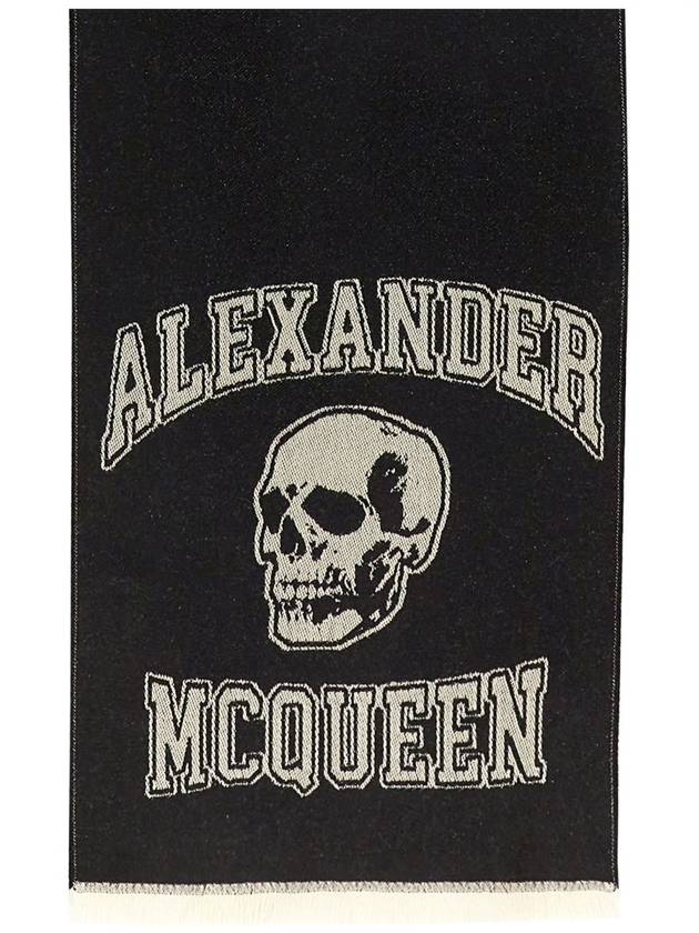 Skull Varsity Logo Wool Muffler Black - ALEXANDER MCQUEEN - BALAAN 3