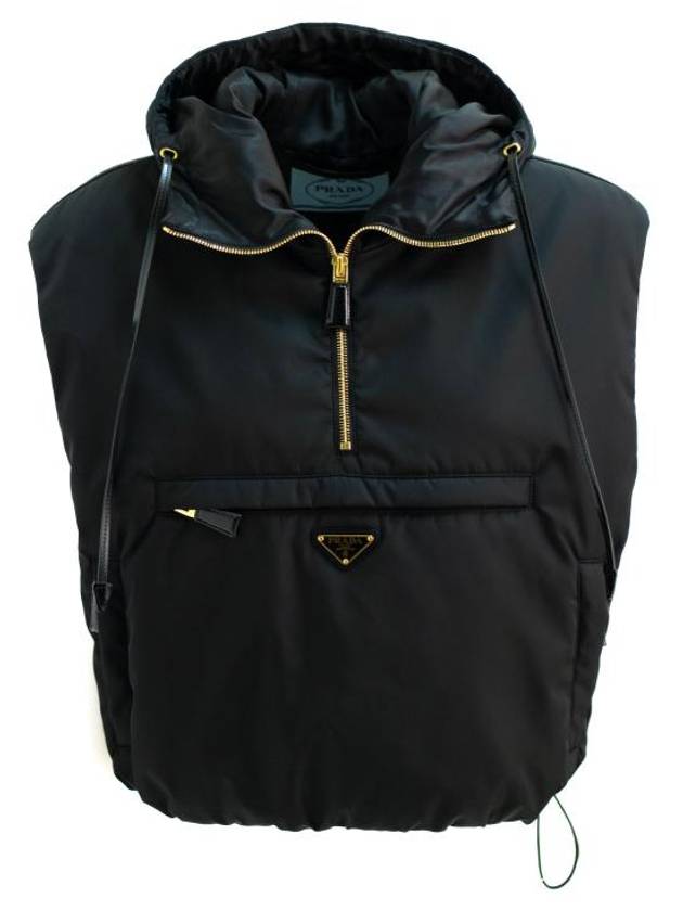 Triangle Logo Half Zip Re-Nylon Vest Black - PRADA - BALAAN 3