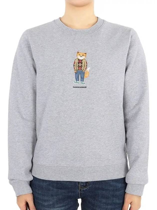 Women's Dress Fox Printing Sweatshirt Grey - MAISON KITSUNE - BALAAN 3