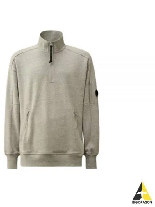 Diagonal Raised Fleece Half Zipped Sweatshirt Grey - CP COMPANY - BALAAN 2