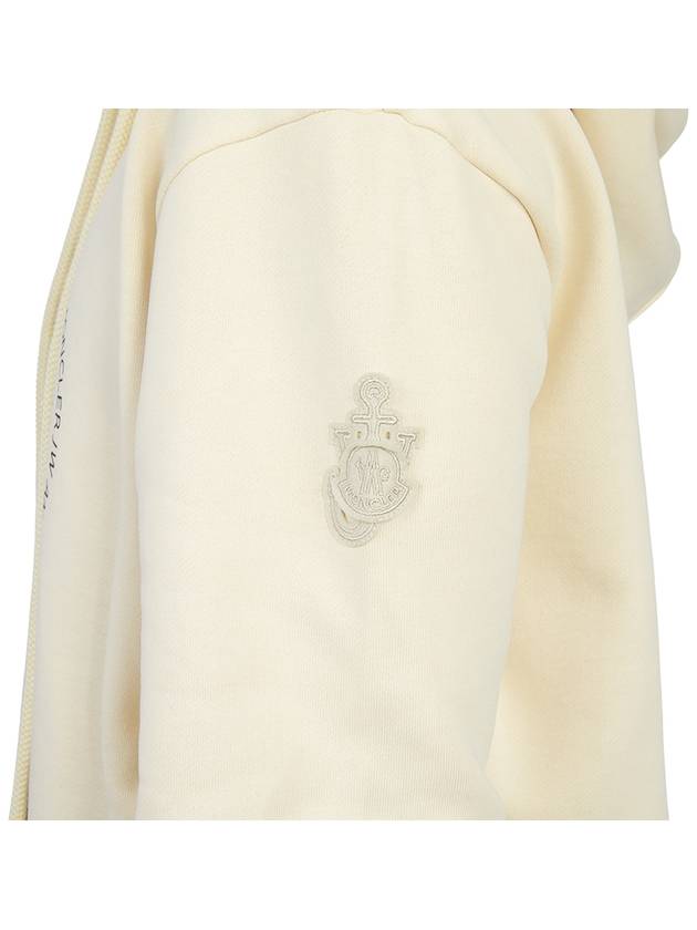 JW Anderson Flower Fleece Jersey Hooded Top Beige - MONCLER - BALAAN.