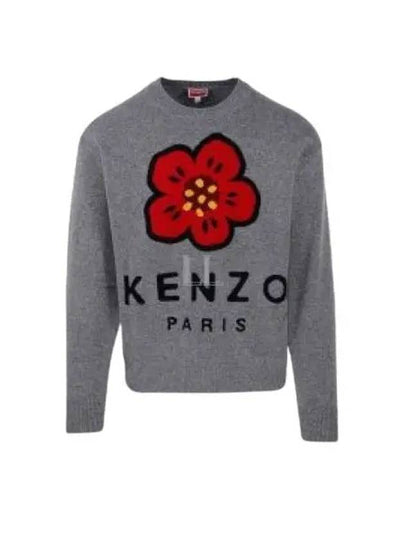 Men's Boke Flower Merino Wool Knit Top Grey - KENZO - BALAAN 2