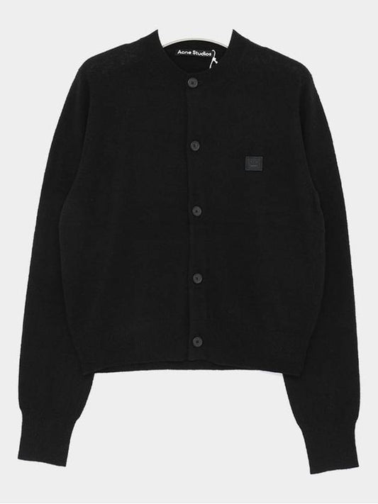 Face Patch Crop Cardigan Black - ACNE STUDIOS - BALAAN 2