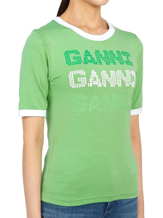 Women's Logo Fitted Short Sleeve T-Shirt Green - GANNI - BALAAN 6