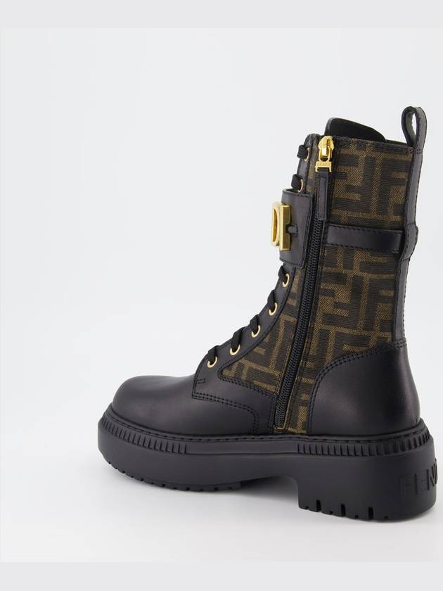 Fendigraphy Leather Worker Boots black Brown - FENDI - BALAAN 4