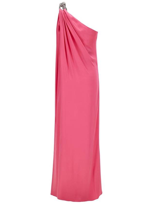 Pink One-Shoulder Maxi Dress With Crystal Chain In Double Satin Woman - STELLA MCCARTNEY - BALAAN 2