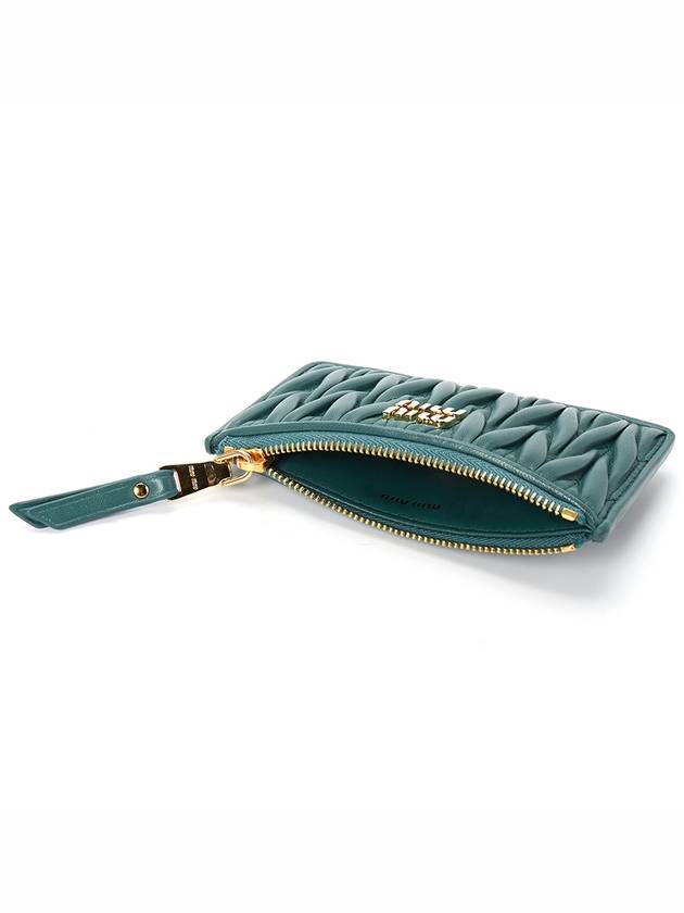 Matelasse Leather Card Wallet Green - MIU MIU - BALAAN 5