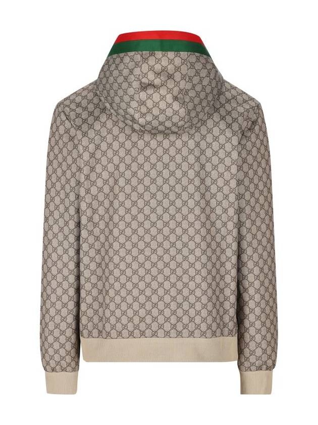 Web Technical Jersey Zip Jacket Beige Ebony - GUCCI - BALAAN 3