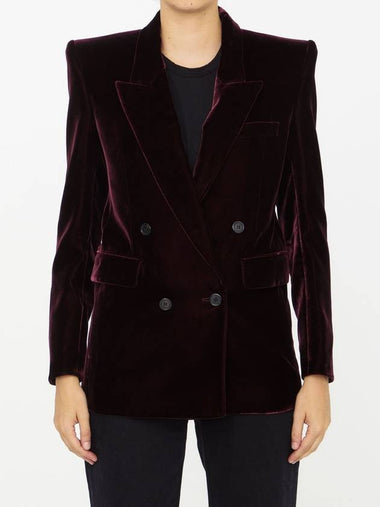 Double Breasted Velvet Jacket Red - SAINT LAURENT - BALAAN 1