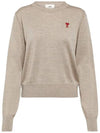 De Coeur Wool Knit Top Beige - AMI - BALAAN 4