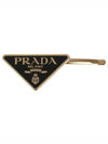 Triangle Logo Hair Clip Gold Black - PRADA - BALAAN 7