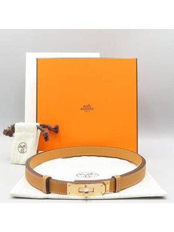 H069853CD37 Brown Leather Kelly 18 Turn Lock Detail Women s Belt - HERMES - BALAAN 1