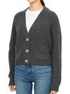 Women's Butterfly Jewel Button Cardigan Grey - GANNI - BALAAN 3