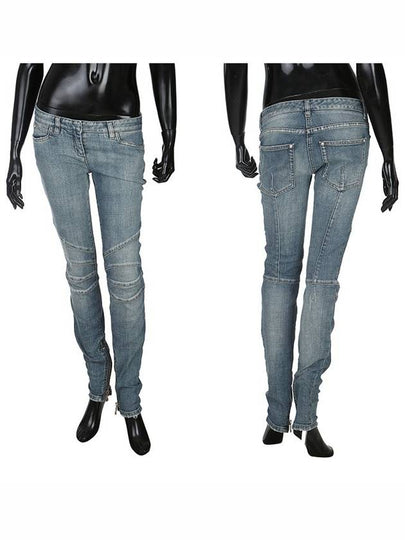 Women’s Biker Skinny Jeans Blue Washing - BALMAIN - BALAAN 2