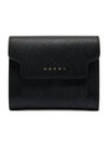 Saffiano Tri-Fold Zipper Half Wallet Black - MARNI - BALAAN 2