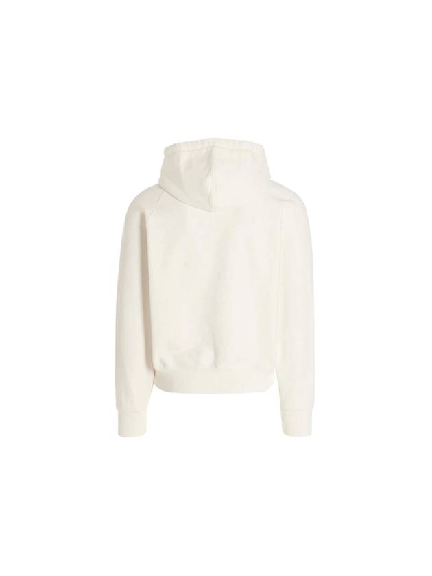 Heart Embroided Logo Cotton Hoodie White - AMI - BALAAN 3