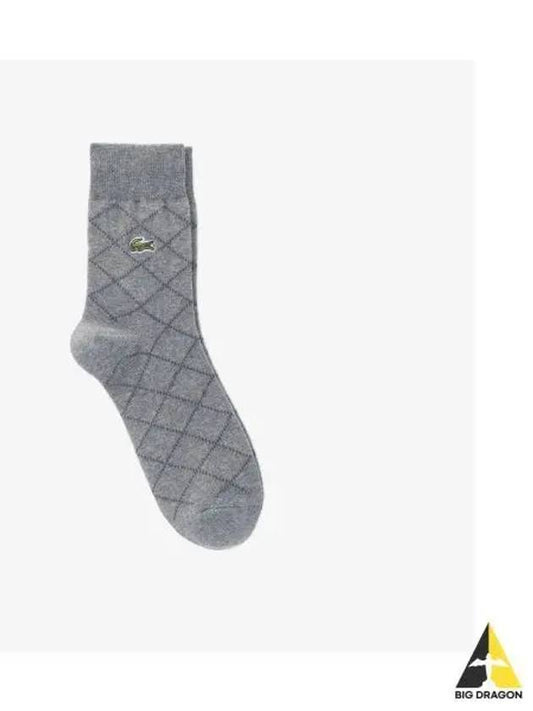 Men s dot argyle pattern medium neck socks melange gray - LACOSTE - BALAAN 1