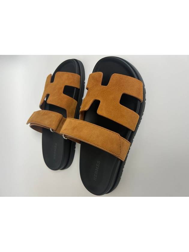 Chypre Suede Goatskin Sandals Brown - HERMES - BALAAN 3