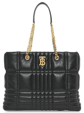 Lola Quilted Lambskin Medium Shopper Bag Black Gold - BURBERRY - BALAAN 1