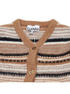 Striped Soft Wool Knit Cardigan Brown - GANNI - BALAAN 8