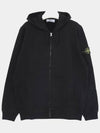 Logo Cotton Zip-Up Hoodie Black - STONE ISLAND - BALAAN 4