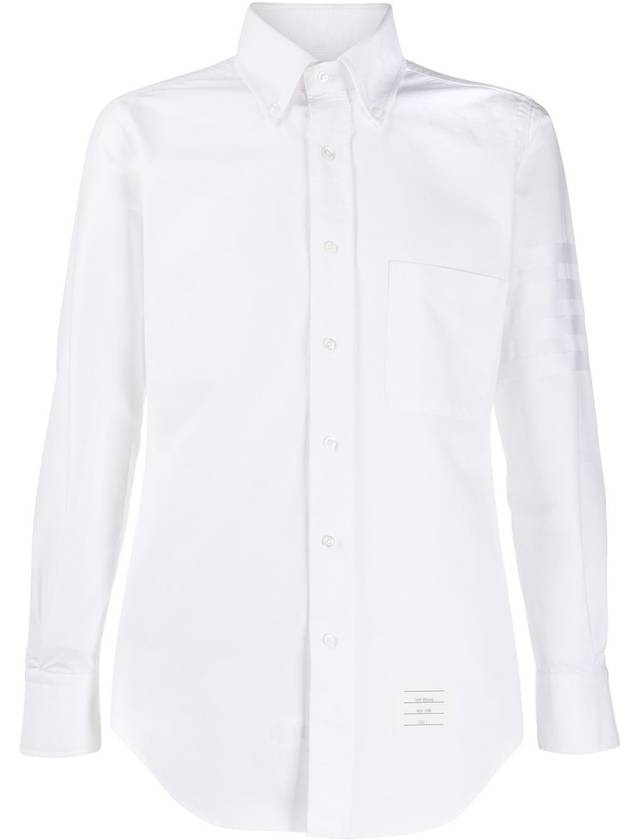 Men's Oxford Satin Diagonal Armband Long Sleeve Shirt White - THOM BROWNE - BALAAN 1