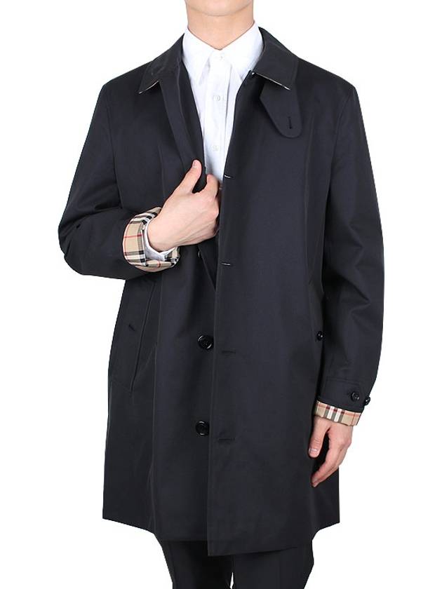 Single Breasted Car Coat Navy - BURBERRY - BALAAN.