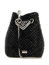 Satin Crystals Mini Pouch Bag Black - PRADA - BALAAN 1