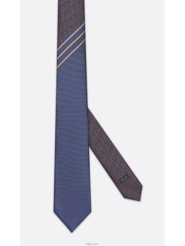 Oblique Stripe Silk Tie Blue Brown - DIOR - BALAAN 3