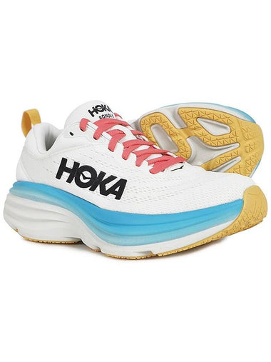 Women's Bondi 8 Wide Low Top Sneakers Blanc De Blanc - HOKA ONE ONE - BALAAN 1