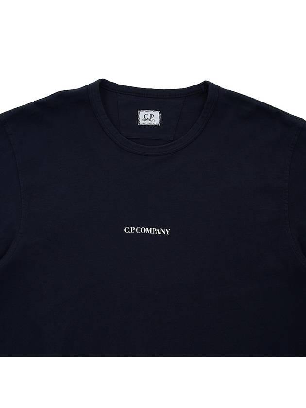 Logo Print Cotton Short Sleeve T-Shirt Navy - CP COMPANY - BALAAN 4