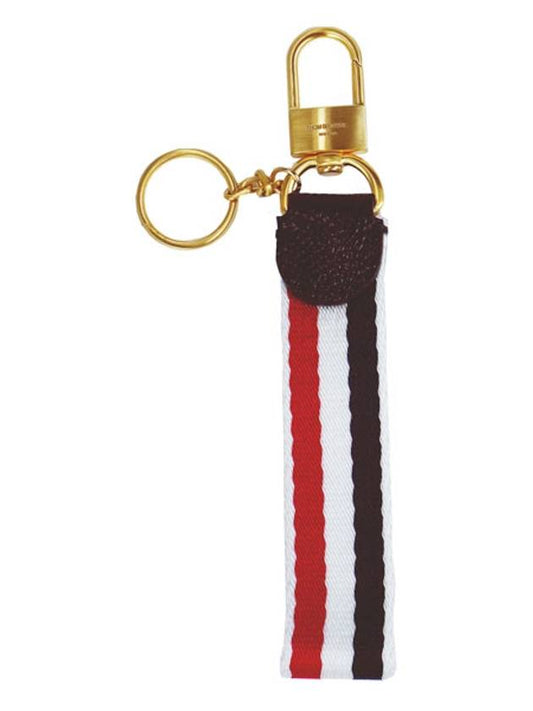 Striped Brass Twill Edged Key Holder Tricolor - THOM BROWNE - BALAAN 2