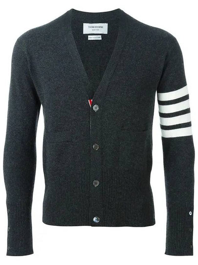 Men's Diagonal Classic Cashmere Cardigan Dark Grey - THOM BROWNE - BALAAN 2