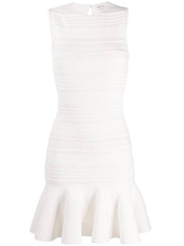 Lace Knit Mini Dress White - ALEXANDER MCQUEEN - BALAAN 1