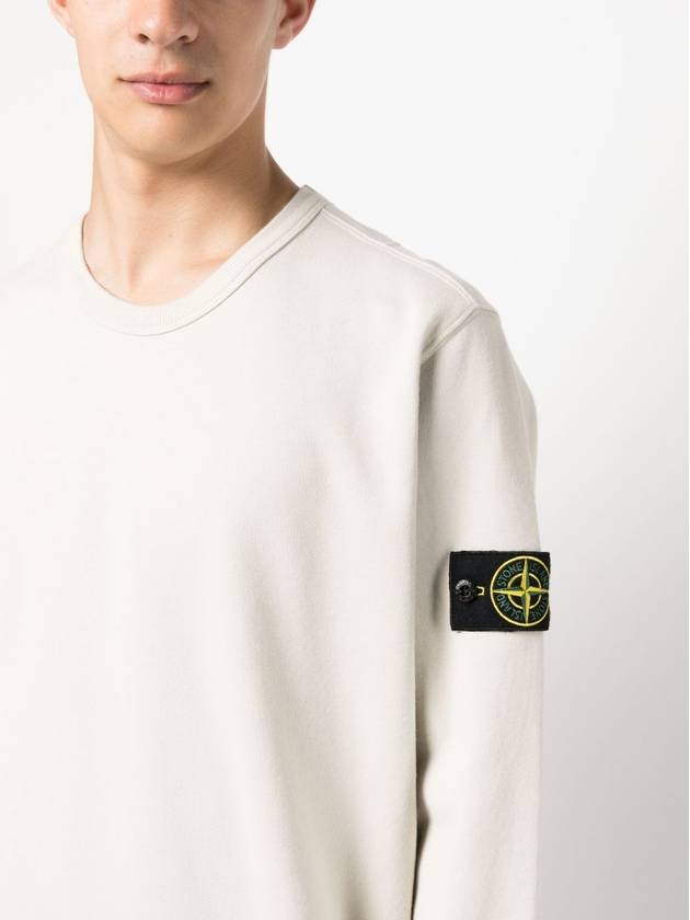 Brushed Cotton Fleece Garment Dyed Crewneck Sweatshirt Stucco - STONE ISLAND - BALAAN 4