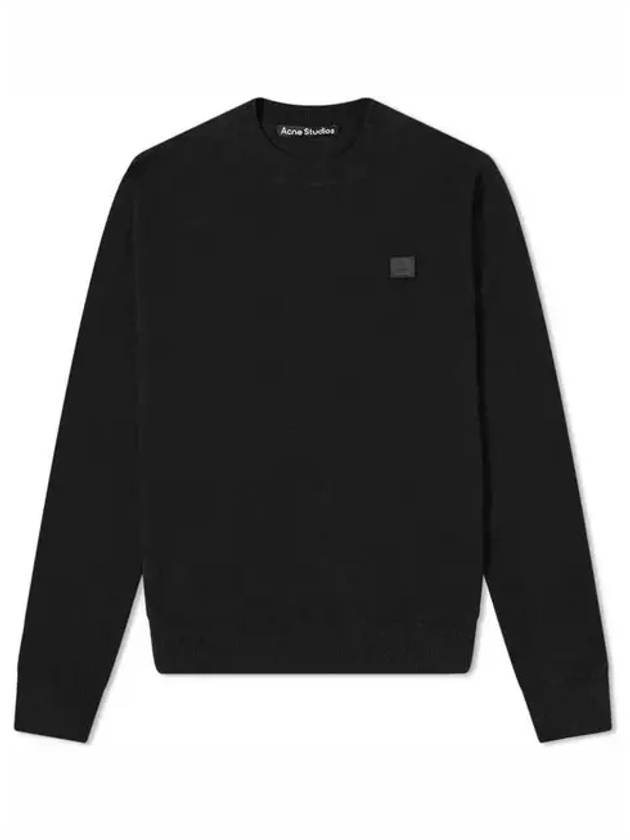 Face Patch Crew Neck Knit Top Black - ACNE STUDIOS - BALAAN 2