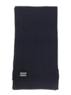 Intarsia Logo Wool Cashmere Muffler Navy - MIU MIU - BALAAN 1