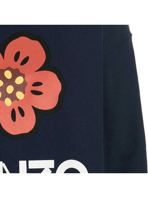 Flower Logo Brushed Sweatshirt Navy 2SW036 4ME 77 - KENZO - BALAAN 4