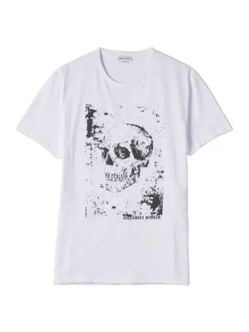 Skull Print Short Sleeve T Shirt White Black - ALEXANDER MCQUEEN - BALAAN 1