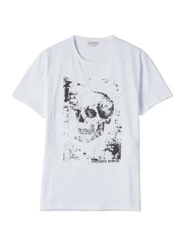 skull print short sleeve t shirt white black - ALEXANDER MCQUEEN - BALAAN 1