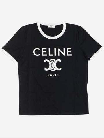 Paris T-Shirt in Cotton Jersey Black White - CELINE - BALAAN 1