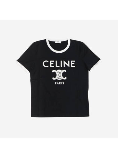 Paris T-Shirt in Cotton Jersey Black White - CELINE - BALAAN 1