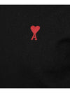 Heart Embroidered Logo Crew Neck Knit Top Black - AMI - BALAAN 4