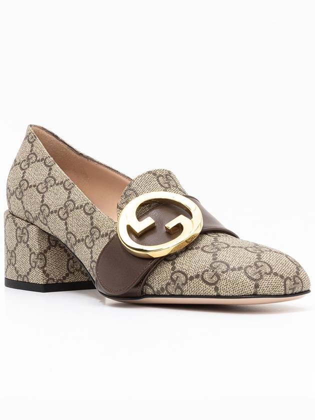 Blondie Metal Logo Pumps Heel Beige - GUCCI - BALAAN.