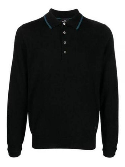 Embroidered Logo Merino Wool Polo Shirt Black - PAUL SMITH - BALAAN 2