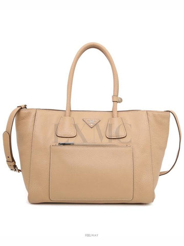 BN2795 Vitello Phoenix Dino Beige Shoulder Bag 3 WAY - PRADA - BALAAN 1