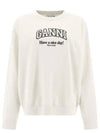 Logo Print Cotton Sweatshirt Beige - GANNI - BALAAN 2