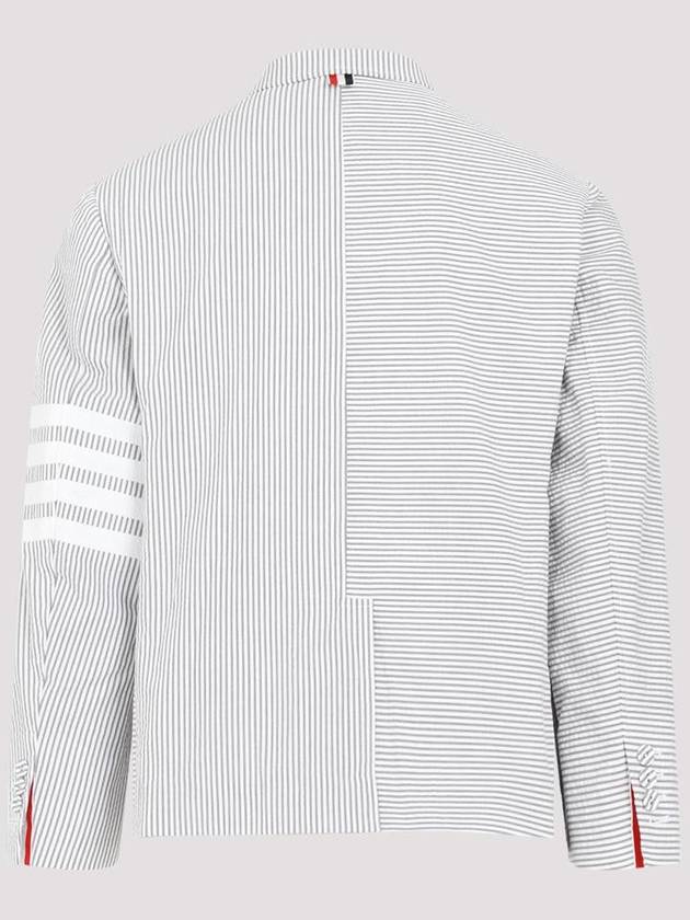 Striped Single Breasted Blazer Jacket Grey - THOM BROWNE - BALAAN 3