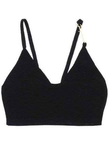 Le Bandeau Pralu Logo Knit Bra Black - JACQUEMUS - BALAAN 1