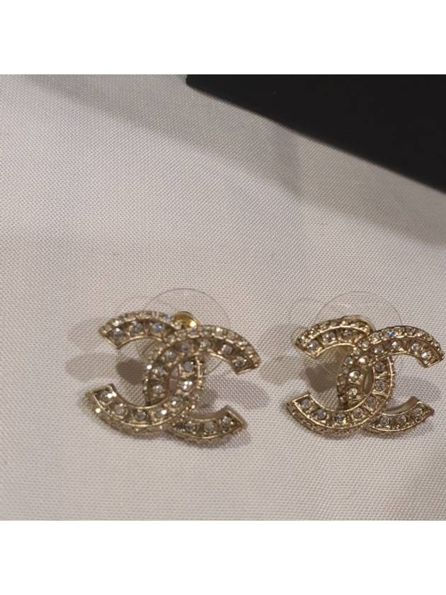CC Logo Earrings Metal Diamante Gold Crystal Women A86504 - CHANEL - BALAAN 7